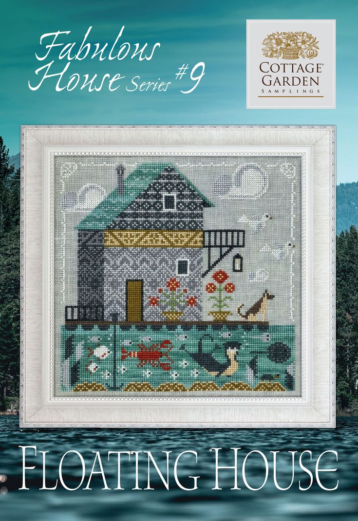 the floating house is featured in this cross - stitch pattern, which features an image of a