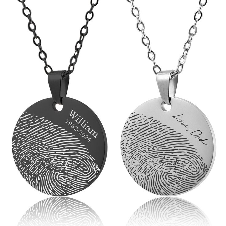 Memorial Necklace With Fingerprint And Handwriting, Laser Engraved Custom Jewelry, Personalized Keepsake Gift, Sympathy Gift, Grief Gift ● Each necklace is personalized with YOUR ACTUAL HANDWRITTEN MESSAGE and a FINGERPRING FROM YOUR PHOTO. - - - HOW TO GET YOUR FINGERPRINT - - - 1. Choose a dark writing pencil 2. Color a small area with the pencil on a clean white paper 3. Rub your finger on the colored area making sure your fingerprint is colored in 4. Stick sellotape on the finger you have ru Fingerprint Memorial, Fingerprint Jewelry Memorial, Dark Writing, Fingerprint Jewelry, Memorial Necklace, Jewelry Personalized, Disc Pendant, Sympathy Gifts, Keepsake Gift