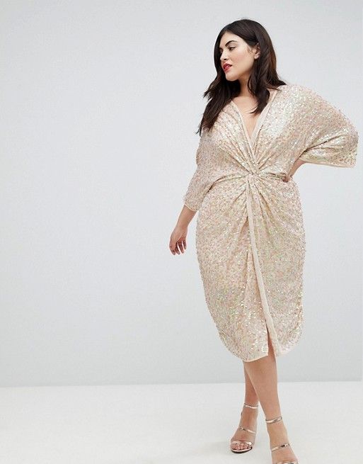 ASOS Curve | ASOS DESIGN Curve Embellished Sequin Kimono Midi Dress Asos Plus Size Dress, Plus Size Dress Fashion, Curve Dress Plus Size, Plus Size Engagement Party Outfits, Curve Wedding Guest Outfit, Plus Size Midi Dress Formal, Vestidos Midi Plus Size, Plus Size Dresses To Wear To A Wedding, Asos Plus Size