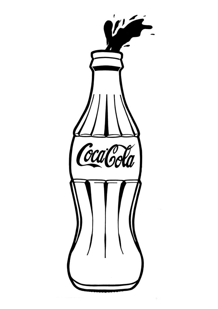 a black and white drawing of a coca cola bottle