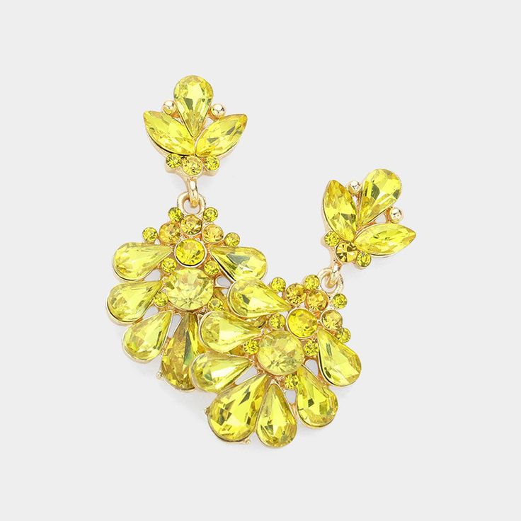 Little Girls Yellow Crystal Cluster Teardrop Pageant Earrings Pageant Earrings, Evening Earrings, Go Pink, Bling Wedding, Head Chain, Wrist Wear, Small Earrings Studs, Bridal Bracelet, Large Earrings