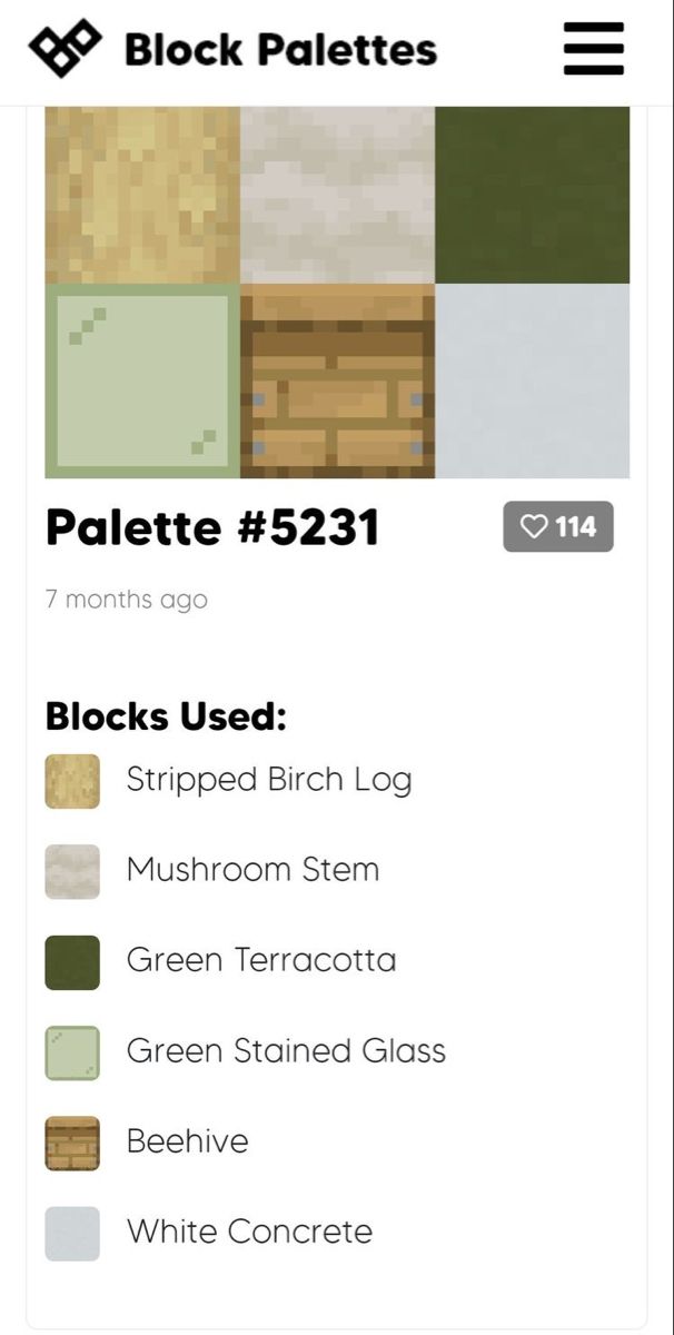 an iphone screenshot showing the different materials used in this project