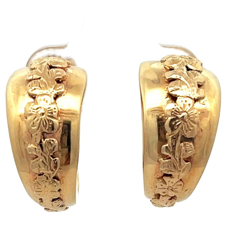 Earrings Specifications: Designer: Ming's Metal: 14K Yellow Gold Total Weight: 8.0 Grams Hoop Width: 11 mm Hoop Diameter: 21 mm Stamped: "Mings" "14K" "HK" Condition: Preowned