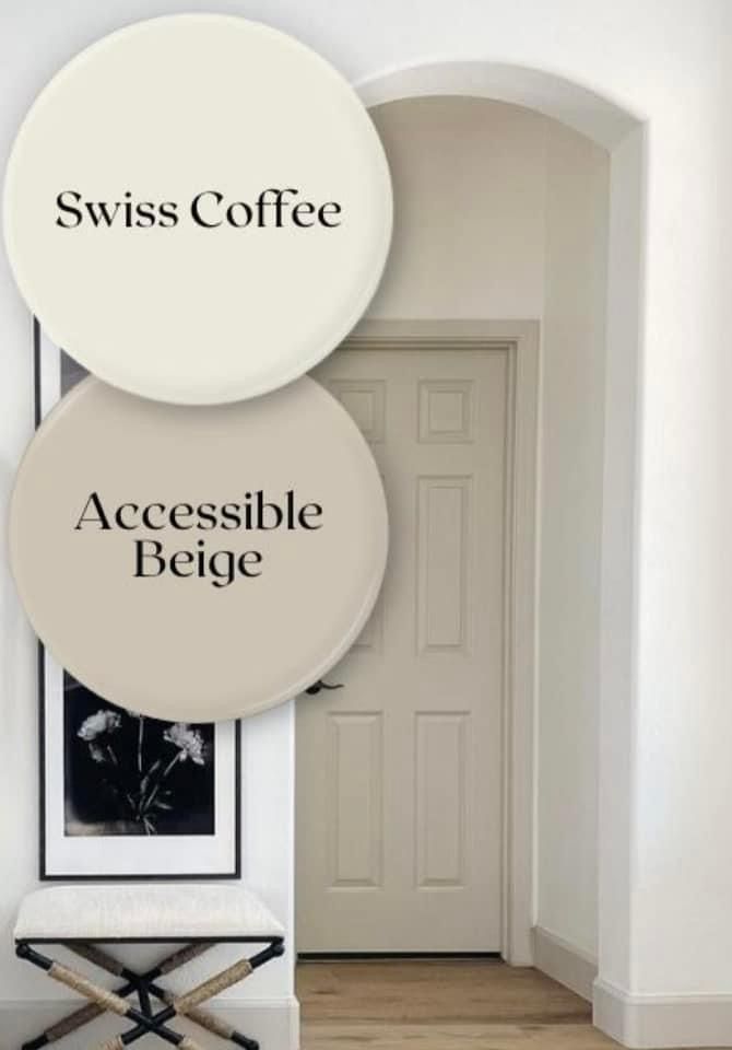 there are two signs on the wall that say, swiss coffee and accessible bedge