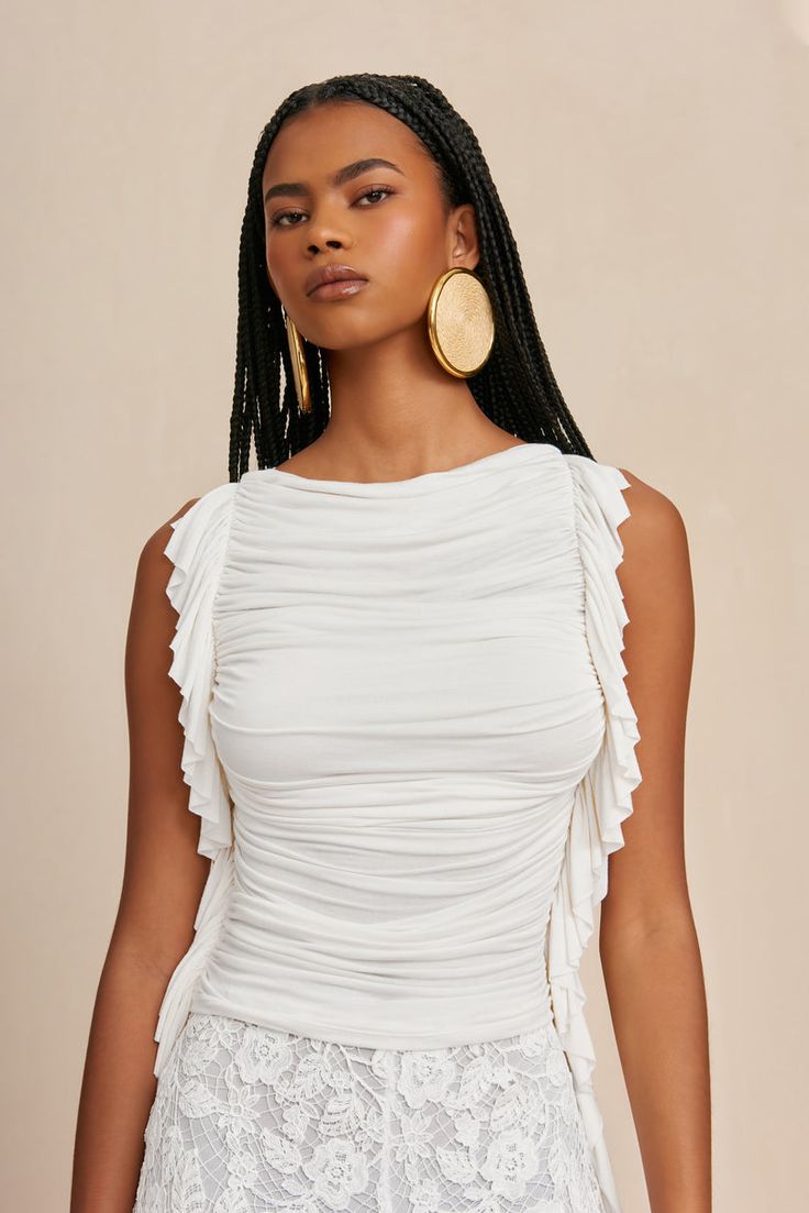 NAKIA TOP - OFF WHITE Cult Gaia, Back Strap, Kid Shoes, The Hamptons, African American, Open Back, Clothing And Shoes, Sleeveless Top, Fashion Inspo