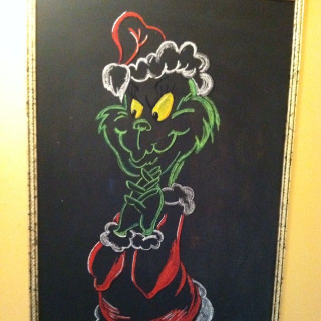 a chalkboard drawing of a cat in a chef's hat on a wall