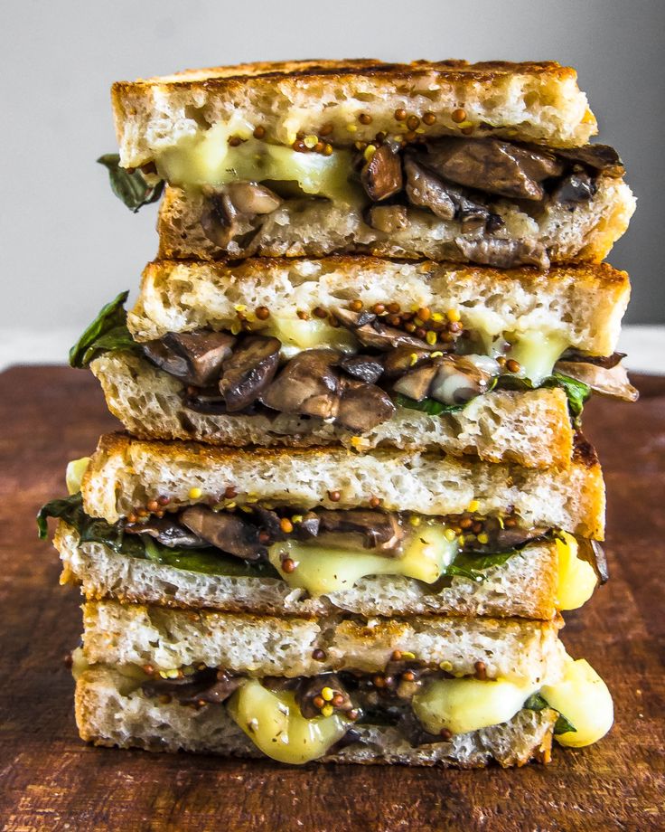 three sandwiches stacked on top of each other