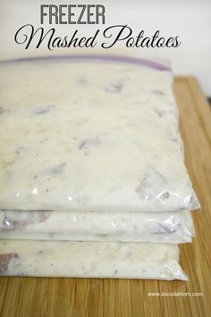 freezer mashed potatoes on a cutting board