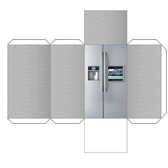 an image of a stainless steel refrigerator with its door open and it's interior cut out