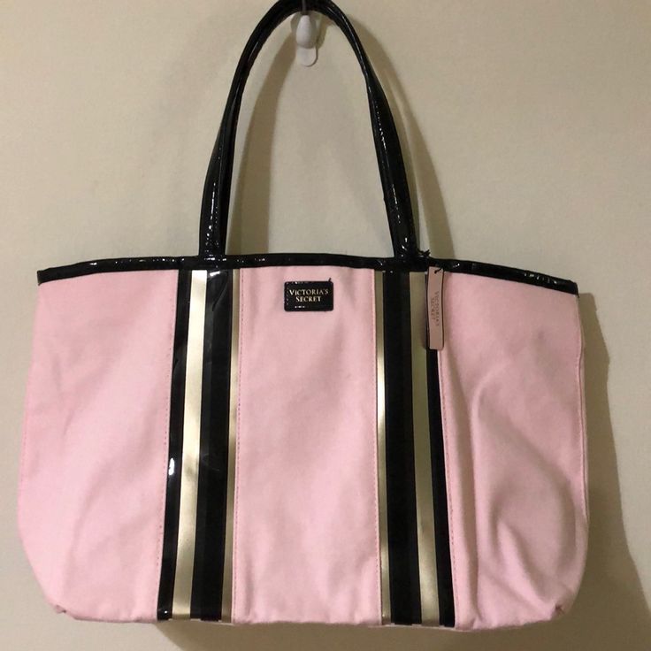 Nwt, Pink Canvas Tote Bag With One Inner Pocket, Black Lining On The Inside Victoria's Secret Pink Shoulder Bag With Removable Pouch, Victoria's Secret Pink Tote Bag, Victoria's Secret Pink Shoulder Bag For Shopping, Pink Rectangular Victoria's Secret Bag, Victoria's Secret Pink Shoulder Bag, Casual Pink Victoria's Secret Bags, Victoria's Secret Pink Bag For Shopping, Victoria's Secret Pink Shopping Bag, Pink Canvas Tote Bag