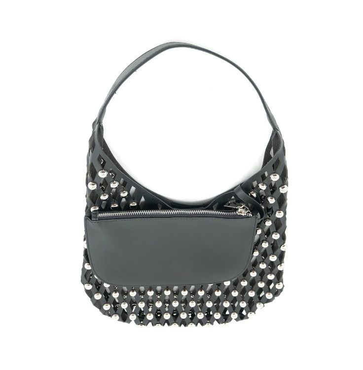 Pu material Measures 12 x 18 x 1 inches Black Shoulder Bag As Fashion Accessory, Black Bucket Bag For Party, Black Pouch Shoulder Bag As Fashion Accessory, Black Satchel With Removable Pouch Fashion Accessory, Black Crossbody Hobo Bag For Party, Black Hobo Bag With Removable Pouch For Party, Black Rectangular Hobo Bag For Party, Lattice, Black