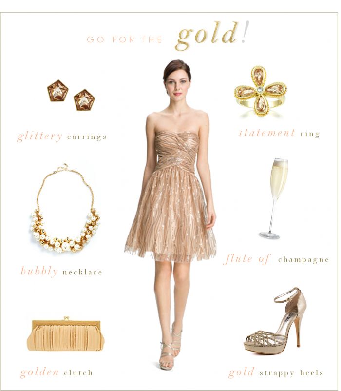 Gold Sequined Bridesmaid Dress and Champagne Accessories Champagne Dress Accessories, Gold Dress Accessories, Modern Gatsby, Champagne Accessories, Neon Prom Dresses, Gold Inspiration, Sparkly Prom Dress, Silk Clutch, Gold Bridesmaid Dresses