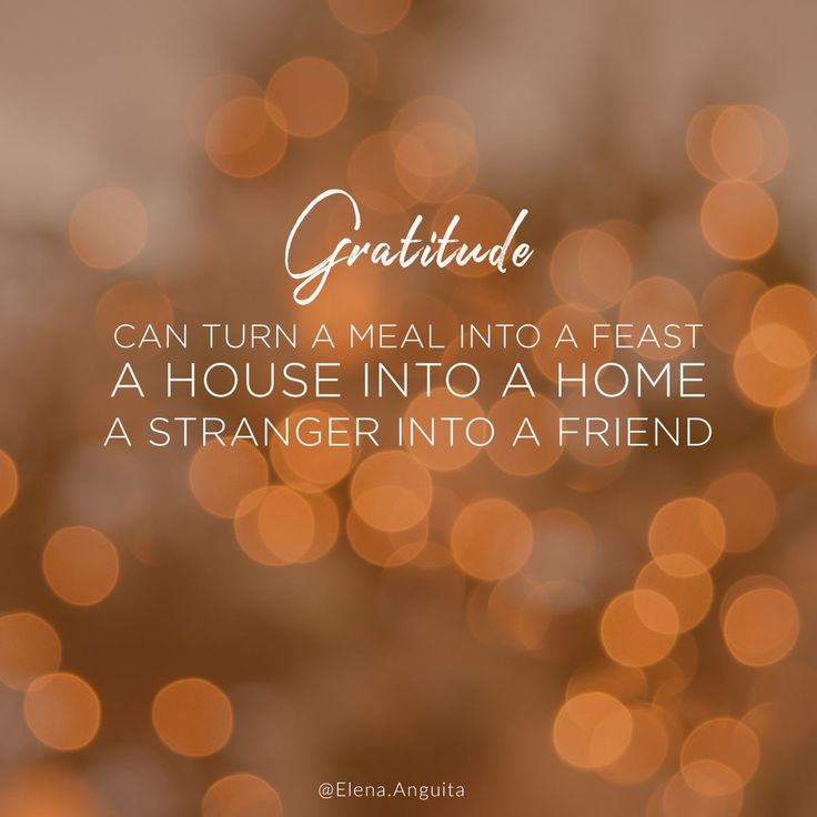 an orange blurry background with the words gratitude can turn a meal into a feast