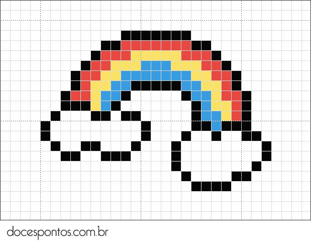 a cross stitch pattern with an image of a rainbow