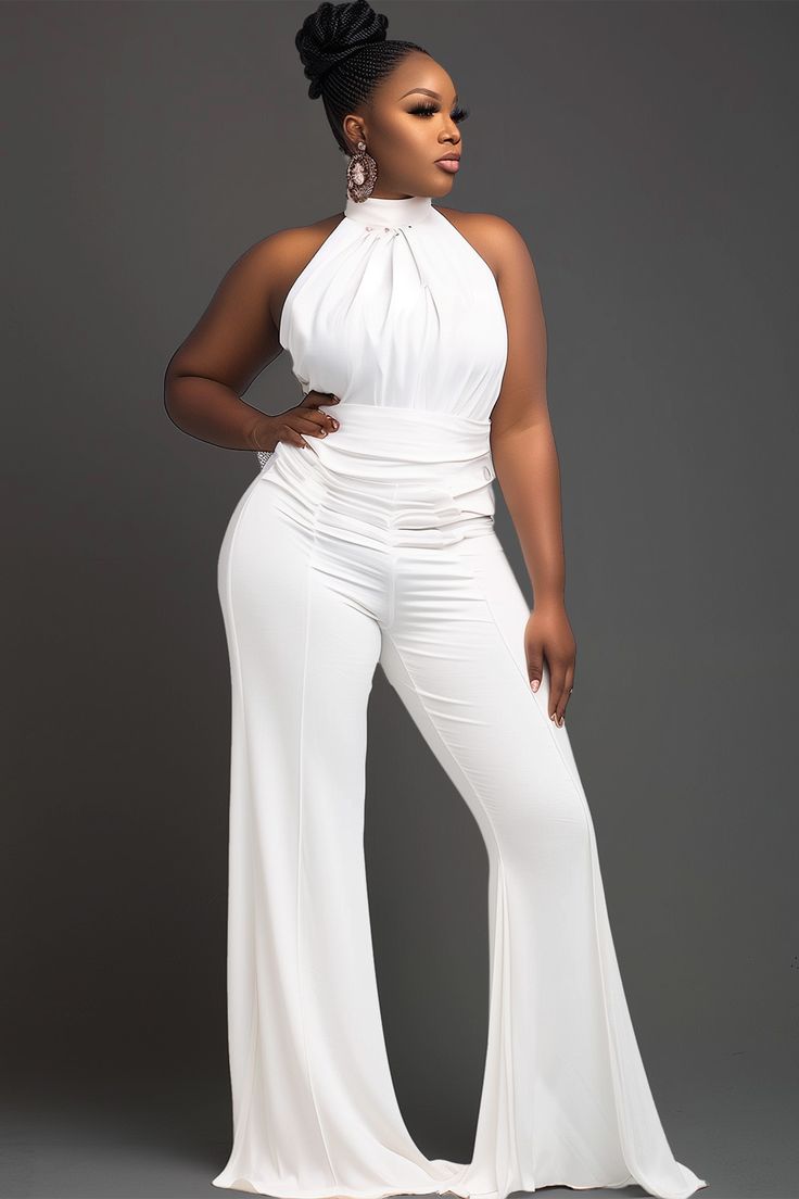 Xpluswear All White Beach Party Outfit Plus Size, Jumpsuits For Women Classy Wedding, White Romper Outfit Classy, All White Party Outfits Plus Size, Ankara Jumpsuits For Women Classy, White Outfits For Women Party Classy, All White Party Outfits Black Women, Elegant White Outfit, White Party Outfits