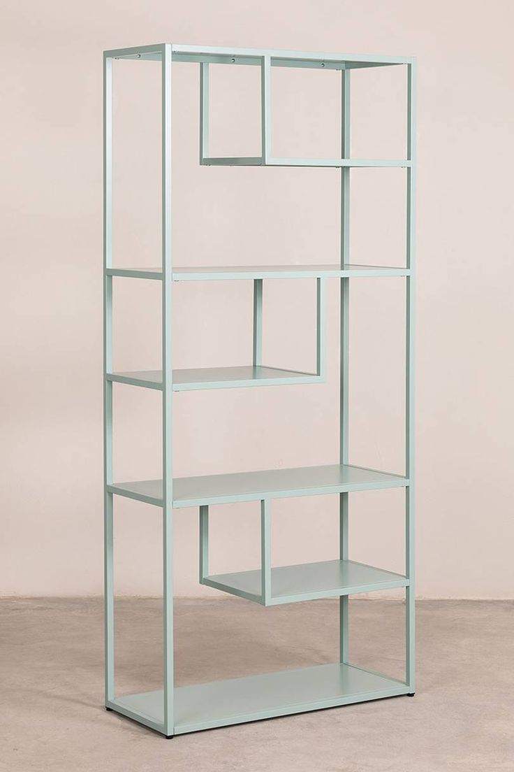 an empty shelving unit with four shelves