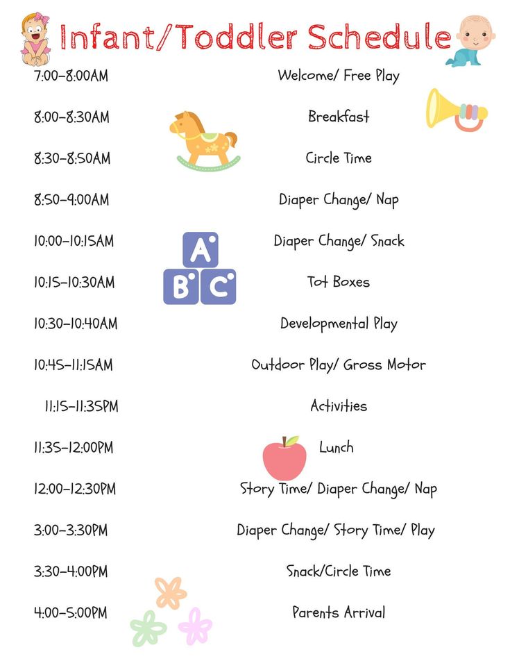 the infant and toddler schedule is shown