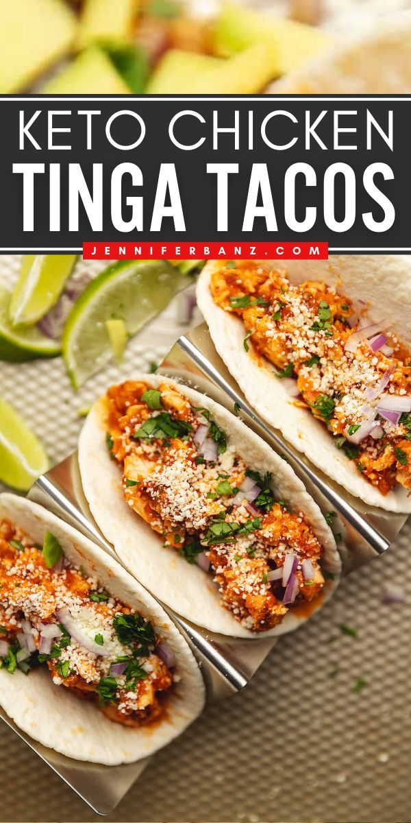 Take you taco Tuesday recipes to the next level with this easy keto chicken tinga! It's the best chicken taco recipe that's so flavorful, gluten-free, and low-carb friendly. A juicy chicken with a simple zesty tomato sauce! So tempting! Chicken Taco Keto, Keto Tex Mex Recipes, Keto Chicken Taquitos Recipe, Low Carb Taquitos Chicken, Keto Chicken Tacos, Low Carb Chicken Tostadas, Keto Mexican Chicken, Chicken Tinga Tacos Recipe, Best Chicken Taco Recipe