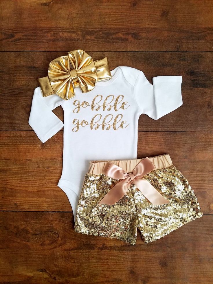 Thanksgiving Outfit Girl Gobble Gobble Outfit Girl Sequin Shorts Thanksgiving Baby Outfits, Girls Thanksgiving Outfit, Thanksgiving Dress, Girls Thanksgiving, Thanksgiving Baby, Gold Outfit, First Thanksgiving