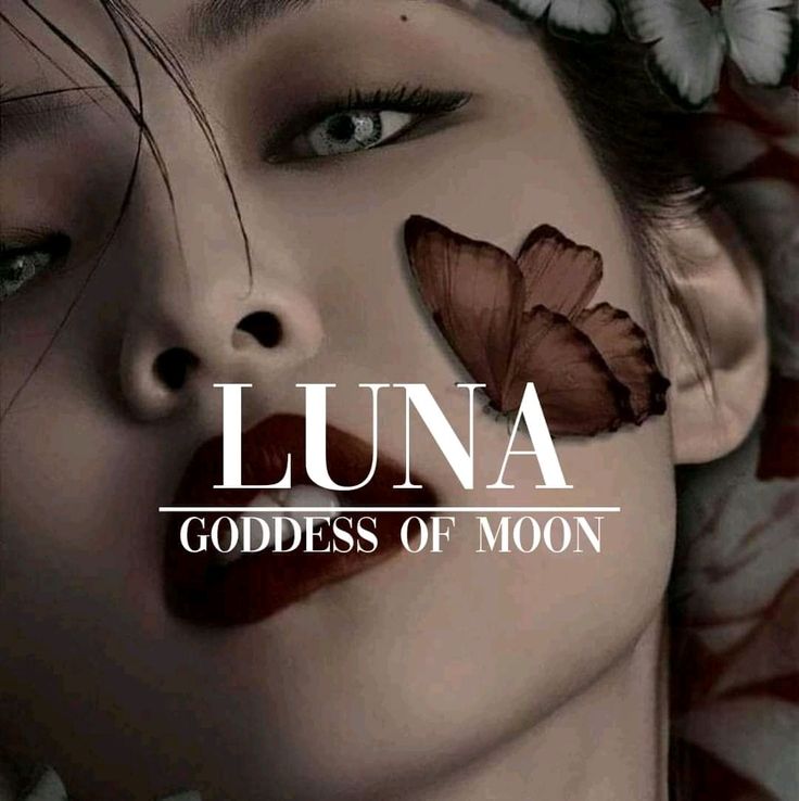 luna goddess of moon with butterflies on her nose and the caption luna goddess of moon