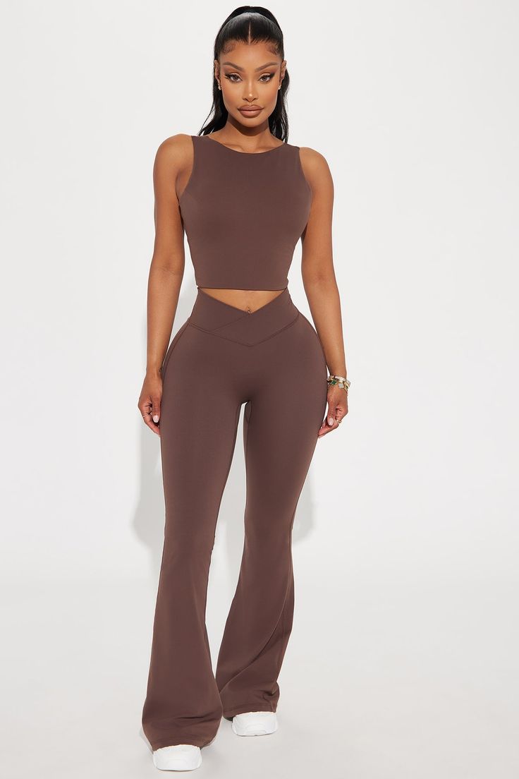 Available In Chocolate. Active Top High Neck Sleeveless Backless Padded Low Impact Stretch Pair With " Soft Era Active Yoga Pant" Shell: 75% Nylon 25% Spandex Imported | Soft Era Active Top in Chocolate Brown size XL by Fashion Nova Active Top, Chocolate Fashion, High Neck Sleeveless, Matching Dresses, Yoga Pants, Active Wear For Women, Workout Clothes, Fashion Nova, Clothes For Sale