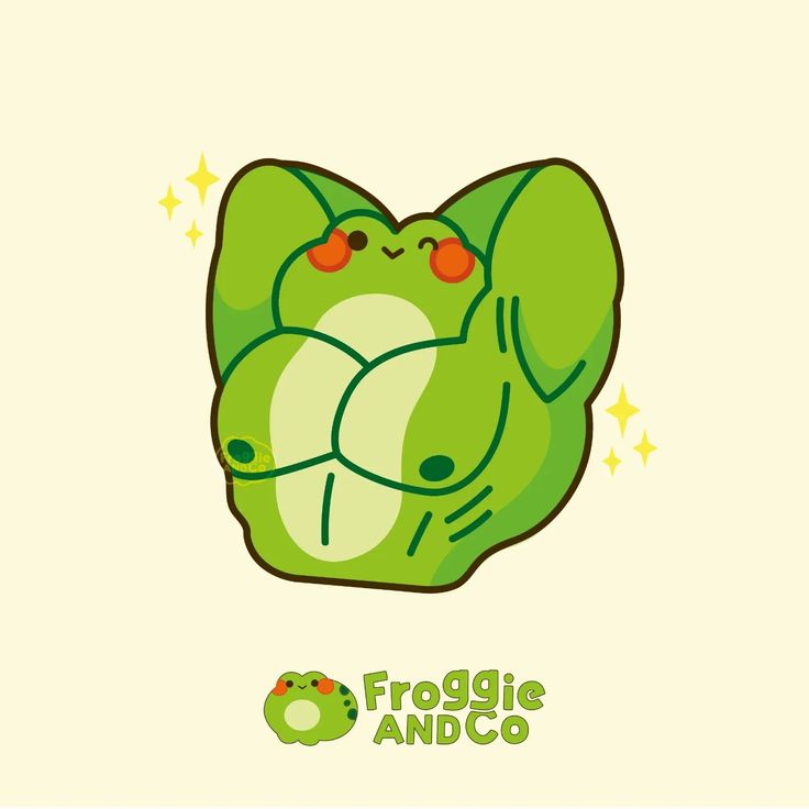 the froggie and co logo is featured in this cartoon character's head, with stars around it