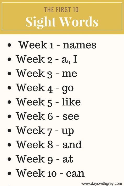 the first ten sight words in english