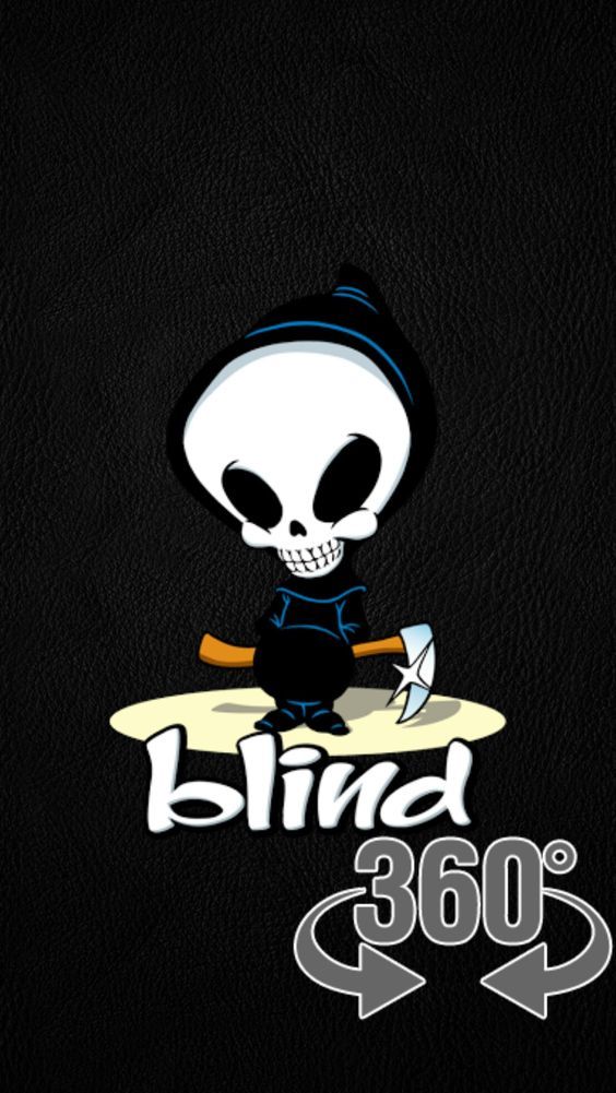 a cartoon character sitting on top of a surfboard next to the words blind 360