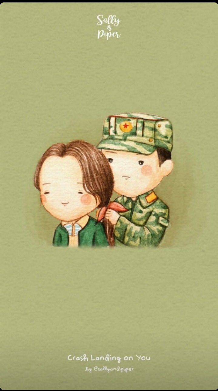 Crash Landing of You Korea Drama Crash Landing On You Illustration, Crash Landing On You Fanart, Digital Art Couple, Couple Illustrations, Goblin Korean Drama, Manga Watercolor, Korea Drama, Love Cartoon Couple, Kdrama Funny