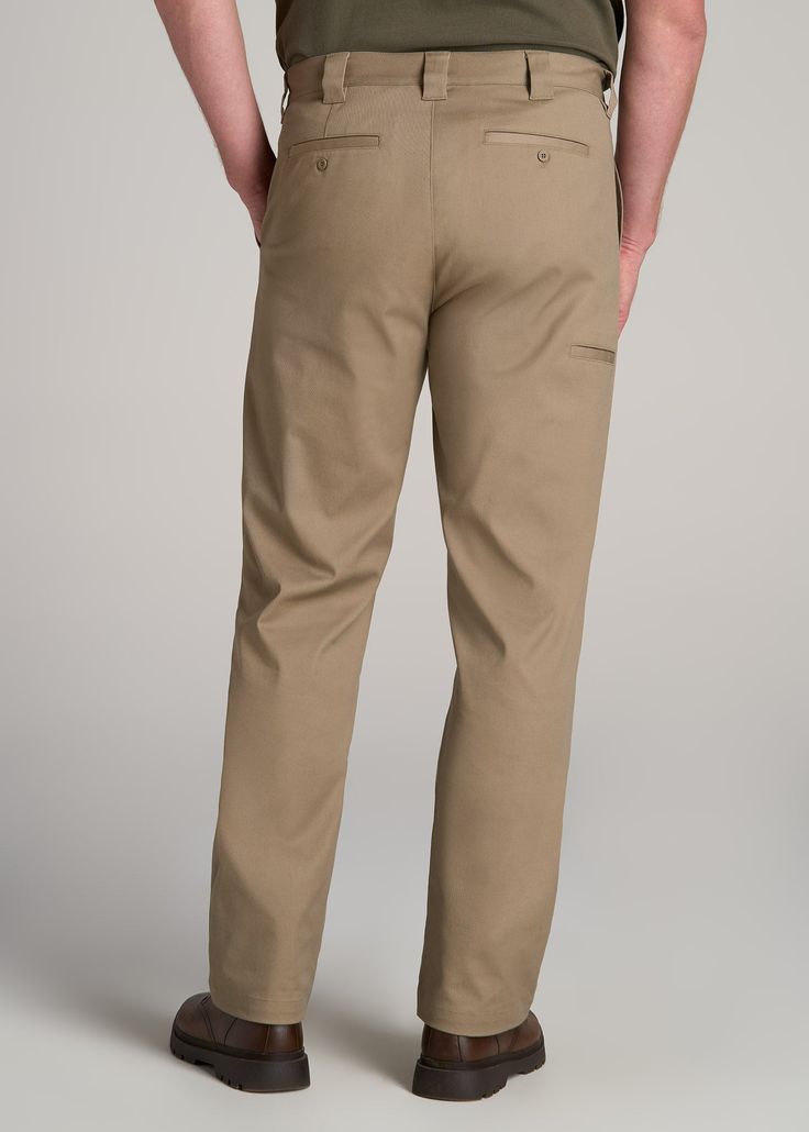 About Our LJ Stretch Twill Work Pants for Tall Men We know how hard it is to find long inseam pants, especially ones with style. That’s why we’ve created these pants for tall men. They’re tailored specifically for guys from 6’3 to 7’1, so they have an extra-long inseam for extra-long legs. Perfect for wearing from the office to the workshop, these men’s tall pants are elevated yet functional. They’re made with a durable tri-blend that’s infused with stretch and naturally wrinkle-resistant. The t Classic Fitted Pants With Cargo Pockets, Classic Tapered Leg Cargo Pants With Cargo Pockets, Workwear Chinos With Side Pockets, Workwear Full Length Chinos With Side Pockets, Full-length Chinos With Side Pockets For Workwear, Utility Style Full Length Work Pants, Full Length Chinos With Side Pockets For Workwear, Stretch Straight Bottoms With Pockets, Khaki Dress Pants With Tapered Leg And Pockets