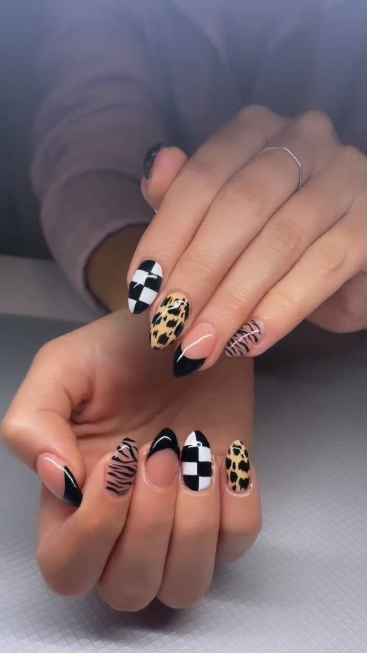 Colorful Animal Print Nails, Cute Cow Nails, Nail Ideas September, Western Fall Nails, Animal Print Nail Designs, Nails Cow Print, Cow Print Nails, Cowboy Nails, Crazy Nail Designs