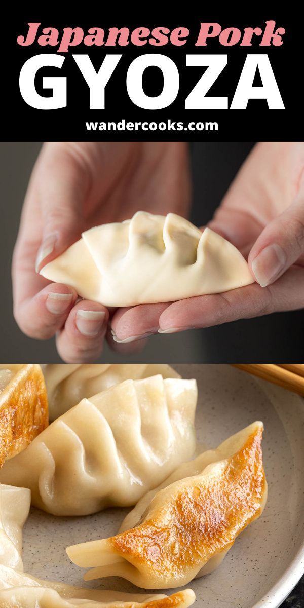 japanese pork gyoza on a plate with chopsticks