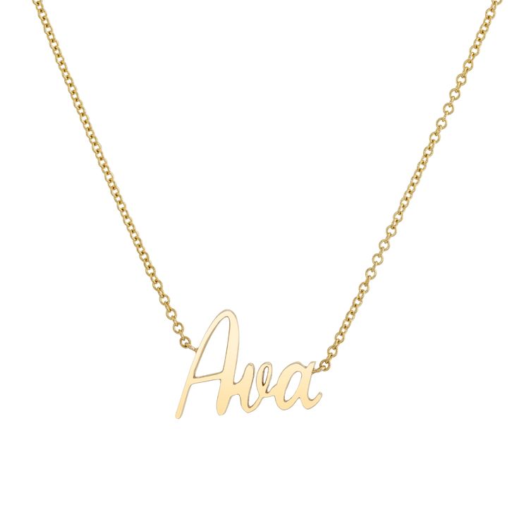 *BEST SELLER
This 14k gold cursive custom name necklace is a timeless piece. Show your love by wearing the name of the one you cherish.

11mm (~1/2 Inches) Tallest Letter Height

Solid 14K Gold
Lifetime Guarantee
Made in Los Angeles Floating Diamond Ring, Diamond Drop Necklace, Diamond Cross Necklaces, Crescent Moon Necklace, Engraved Bracelet, Custom Name Necklace, Bar Bracelets, Engraved Necklace, Moon Necklace