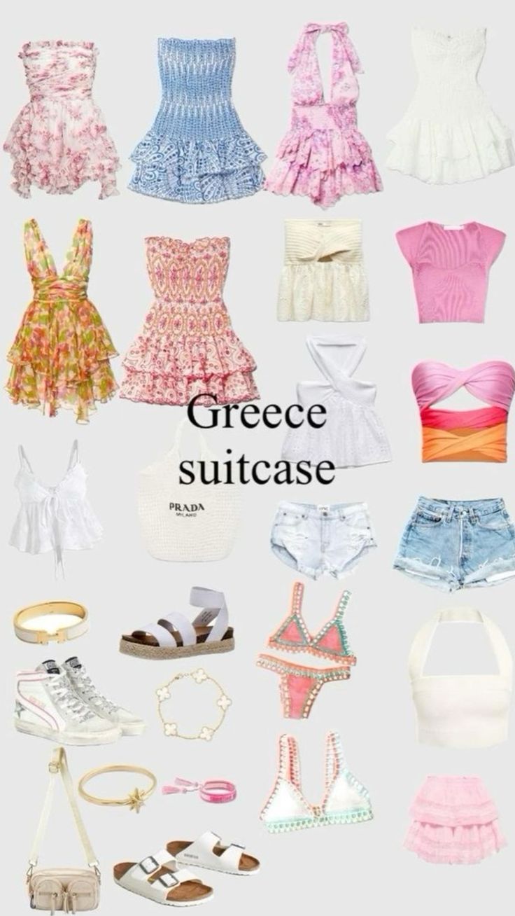 greece suitcase 🇬🇷🌊🐚🥥 Surfergirl Style, Sup Girl, Greece Outfit, Beachy Outfits, Preppy Summer Outfits, Europe Outfits, Outfit Inspo Summer, Italy Outfits, Casual Preppy Outfits