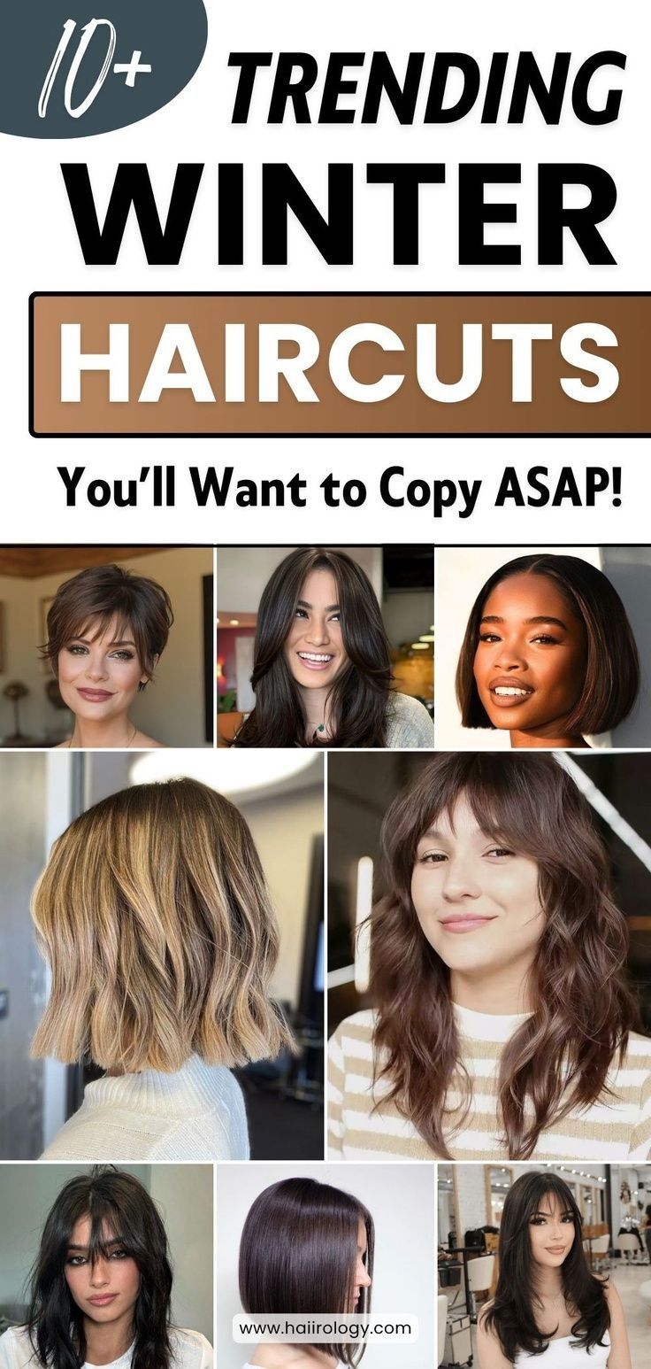 Looking for a fresh style this winter? Check out the 11 trending winter haircuts for 2024 that are taking over salons! From chic blunt bobs to playful bottleneck bangs, these haircuts are perfect for a stylish winter update. Whether you love layered cuts, curtain bangs, or soft shags, there’s a look for every hair type and vibe. Discover your next favorite haircut and transform your look this winter. Read the blog post to explore all the trendy winter haircuts for short, medium and long hair! Medium Haircut For Women, Collarbone Length Hair Straight, Popular Hair Cuts, Haircut Ideas For Medium Hair, Haircuts For Oval Shaped Face, Best Haircuts For Curly Hair, Cute Haircut Ideas, Hair Care Videos, Trending Haircuts For Women