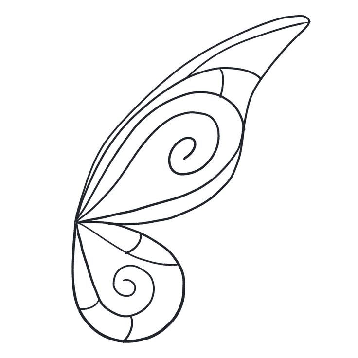 a drawing of a butterfly with swirls on it's wings and the tail