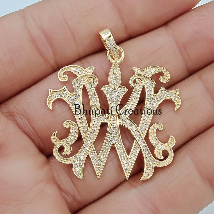 14k Yellow Gold Diamond Monogram, KW-WK Vintage Designer Diamond Initial Pendant, Victorian Silver Diamond Monogram Jewelry ♥ We will ship your order in a beautiful valet case. ready to give as a gift ♥ Features & Measurements: * Available in 14K Yellow Gold Plating, 14K Rose Gold plating or 925 Plain Silver. Back to my shop https://www.etsy.com/shop/bhupaticreations *PRODUCTION TIMES: Our all designs is made to order. We need 7 to10 days for making and delivery to depend on the shipping met Diamond Monogram, Monogram Pendant, Silver Monogram, Monogram Jewelry, Polymer Clay Pendant, Holy Land, Initial Pendant, Resin Pendant, Vintage Designer