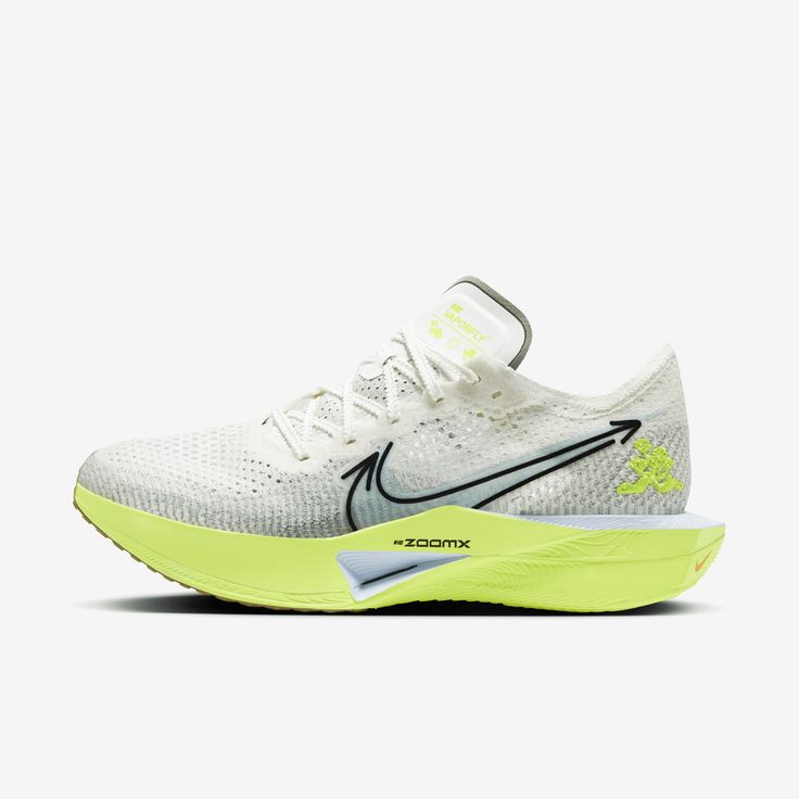 Catch ‘em if you can. Giving you race-day speed to conquer any distance, the Nike Vaporfly 3 is made for the chasers, the racers, the elevated pacers who can’t turn down the thrill of the pursuit. We reworked the leader of the super shoe pack and tuned the engine underneath to help you chase personal bests from a 10K to marathon. From elite runners to those new to racing, this versatile road-racing workhorse is for those who see speed as a gateway to more miles and more seemingly uncatchable highs. Nike White Trail Running Shoes For Marathon, Nike White Running Shoes With Shock Absorption, Dynamic Nike Trail Running Shoes For Marathon, Nike Vaporfly, Nike Runners, Racing Shoes, Road Racing, Race Day, Nike Shoes