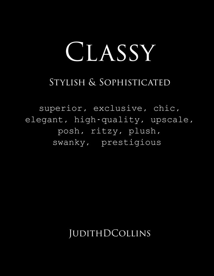 a black book cover with the words classy in white on it and an image of a