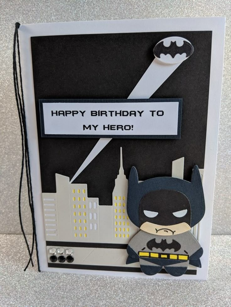 a batman birthday card with the words happy birthday to my hero