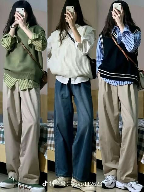 Mode Ulzzang, Casual Work Outfits Women, Neat Casual Outfits, Simple Style Outfits, Color Combos Outfit, Outfit Ideas For School, Outfit Ideas Winter, Korean Casual Outfits, Everyday Fashion Outfits