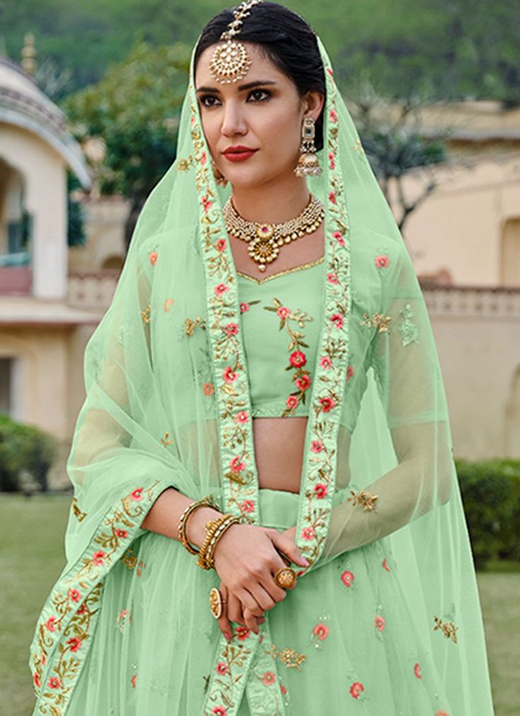 Buy Lehenga Choli - HATKAY Festive Floor-length Choli With Floral Embroidery, Festive Floor-length Floral Embroidered Choli, Green Sharara With Floral Embroidery For Navratri, Green Floral Embroidered Sharara For Navratri, Navratri Organza Sharara With Floral Embroidery, Navratri Floral Embroidered Organza Sharara, Floral Embroidered Sharara For Festivals And Receptions, Floral Embroidered Sharara For Receptions And Festivals, Floor-length Floral Embroidery Set For Festivals