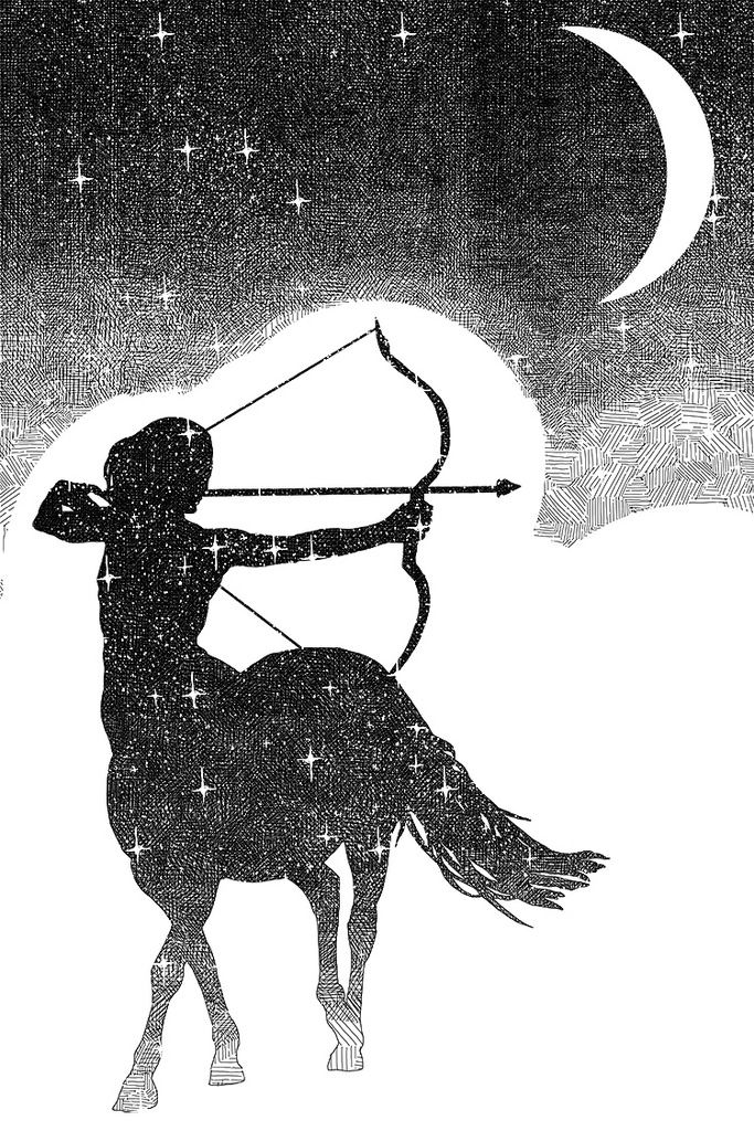 an illustration of a person on a horse with a bow and arrow