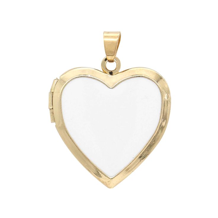 Find the Gold & White Enamel Heart Locket by Bead Landing™ at Michaels. Turn a handcrafted necklace into a treasured keepsake with this eye-catching locket from Bead Landing. Featuring an enameled heart that opens to reveal a space for a tiny photo or design, this pendant will make a stunning piece on its own or paired with complementary stones and charms on a simple chain. Turn a handcrafted necklace into a treasured keepsake with this eye-catching locket from Bead Landing. Featuring an enameled heart that opens to reveal a space for a tiny photo or design, this pendant will make a stunning piece on its own or paired with complementary stones and charms on a simple chain. Details: White and gold finish 30.22mm x 22.68mm 1 locket Copper | Gold & White Enamel Heart Locket by Bead Landing™ | White Heart Charm Round Pendant Necklace, White Heart Charm Necklace With Round Pendant, White Heart Necklace With Round Pendant, Customizable Heart-shaped Yellow Gold Jewelry, White Jewelry With Heart Charm Round Pendant, White Round Pendant Jewelry With Heart Charm, White Jewelry With Round Pendant Heart Charm, White Round Pendant Jewelry For Valentine's Day, White Open Heart Jewelry With Heart Beads