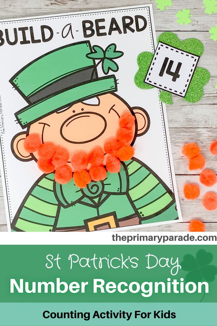 a st patrick's day number recognition activity for kids to practice counting and matching numbers