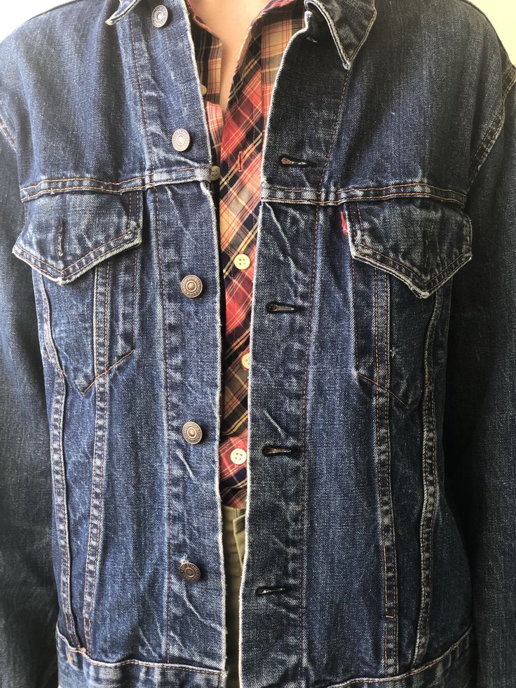 "Gorgeous patina Levi's denim jacket, unisex. the last photo shows truest colors. Bust: 44\" Pit to pit: 22\" Shoulder to shoulder: 17.5\" Waist: 41\" Length: 25\" Circa: late 1970's Condition: Good vintage condition. Normal wear. Follow us on Instagram for the latest----> http://instagram.com/closetcasevintage @closetcasevintage Please contact us about any questions you may have regarding condition before purchasing. Read the blog for updates, giveaways and style inspiration! closetcasevinta Levis Denim Jacket, Puffy Coat, Levis Jacket, Bodice Dress, Button Front Dress, Printed Shirt Dress, Levis Denim, Maxi Gowns, Vintage Quilts