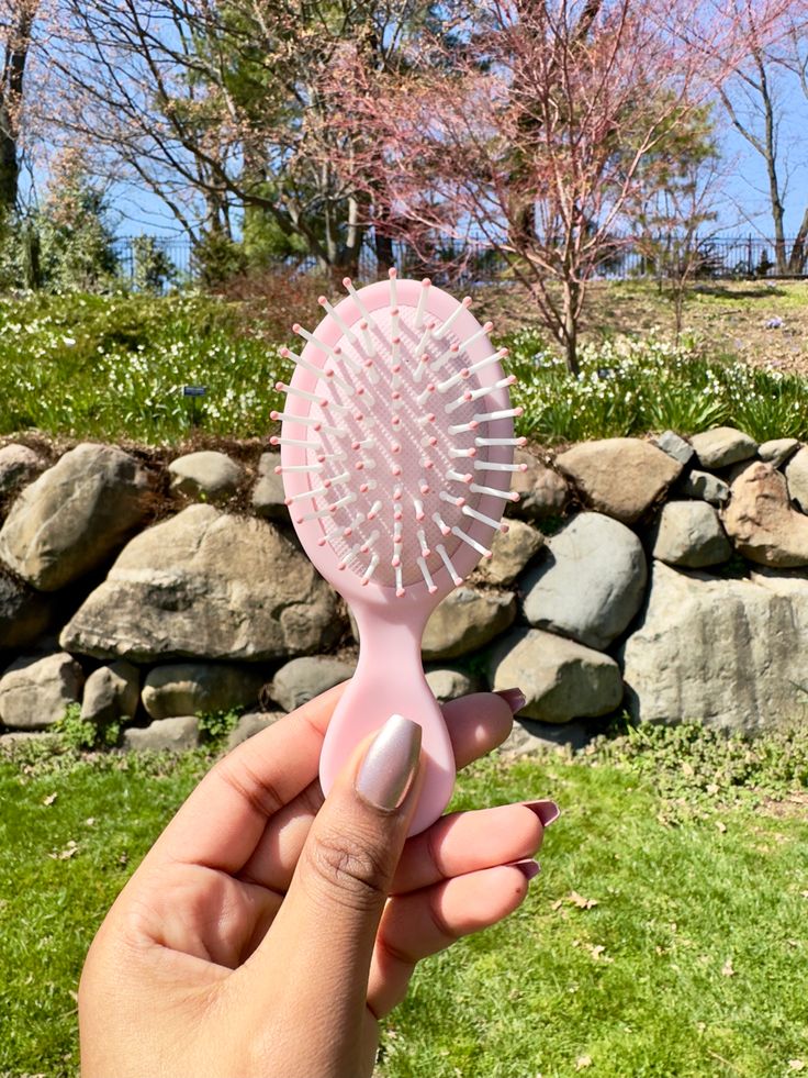 cute mini hairbrush sold on Petal and Velvet Etsy. 💕 Pink Hair Brush, Mini Hairbrush, Mini Hair Brush, Mini Brush, Girly Fits, Hair Tie Accessories, Easy Hairstyles For Thick Hair, Pink Stuff, Barbie Dress Fashion