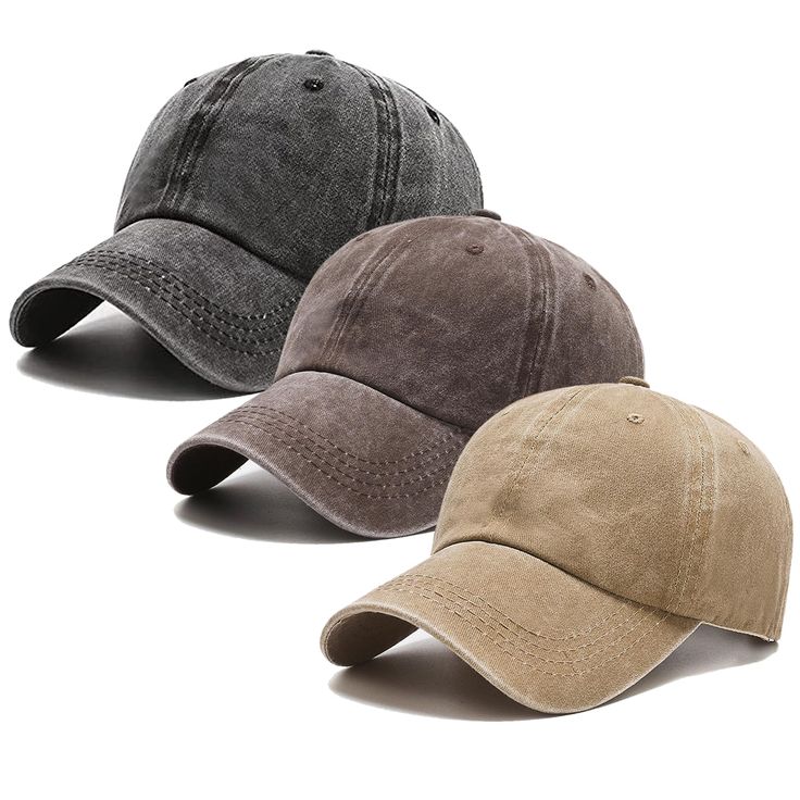 PRICES MAY VARY. Products include:3 pack baseball caps (1 x Black, 1 x Brown,1 x Khaki). Three different colors of baseball hat to match your individuality. Meet your different needs and bring you a good mood every day. Economical dad hats bundle, low-profile, unconstructed, twill weaving technology, simple designs and solid colors which allows you to iron on your individual patches. Make it your unique personalized baseball cap that will make you the center of attention in the crowd. Plain wash Business Casual Hats Women, Baseball Hats For Women, Black Dad Hat, Survival Pack, Cool Baseball Caps, Profile Classic, Vintage Baseball Cap, Distressed Baseball Cap, Vintage Baseball Caps