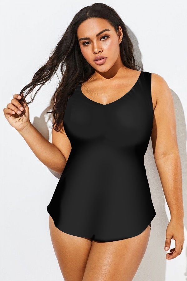 Black V-neck Sarong Front One Piece Swimsuit Fashion Gallery, Sarong, Wide Straps, Online Purchase, One Piece Swimsuit, The Black, Built In, Mesh, One Piece