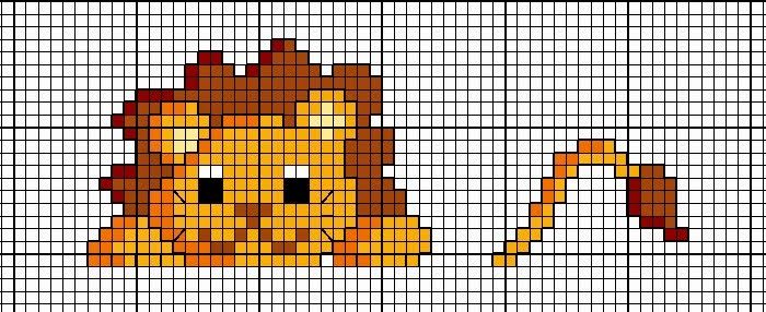 a cross stitch pattern with an image of a lion on it's back side